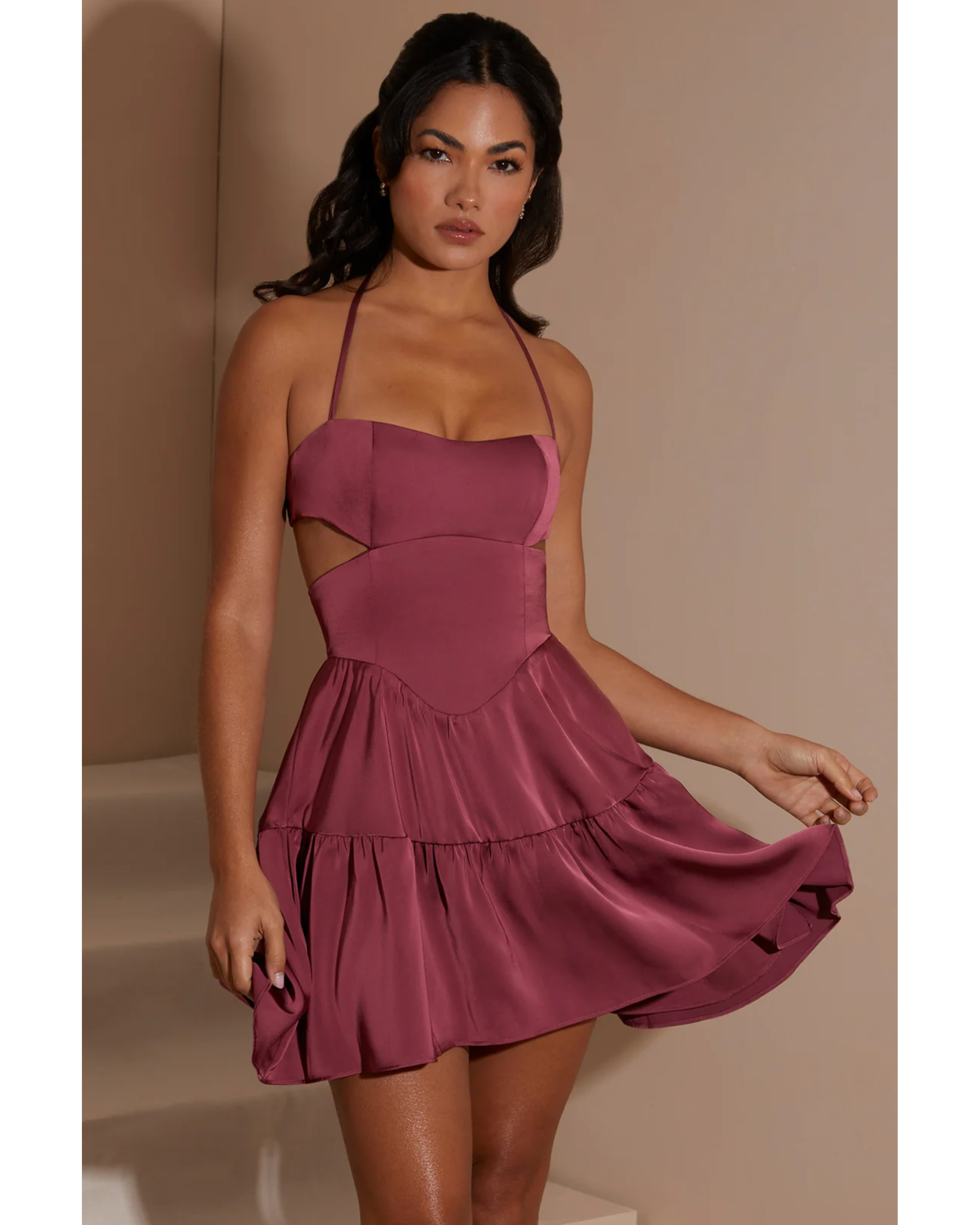 Fleur Halter Neck Cut Out Mini Dress - Endless - UAE Rental and Resale for Women's Fashion