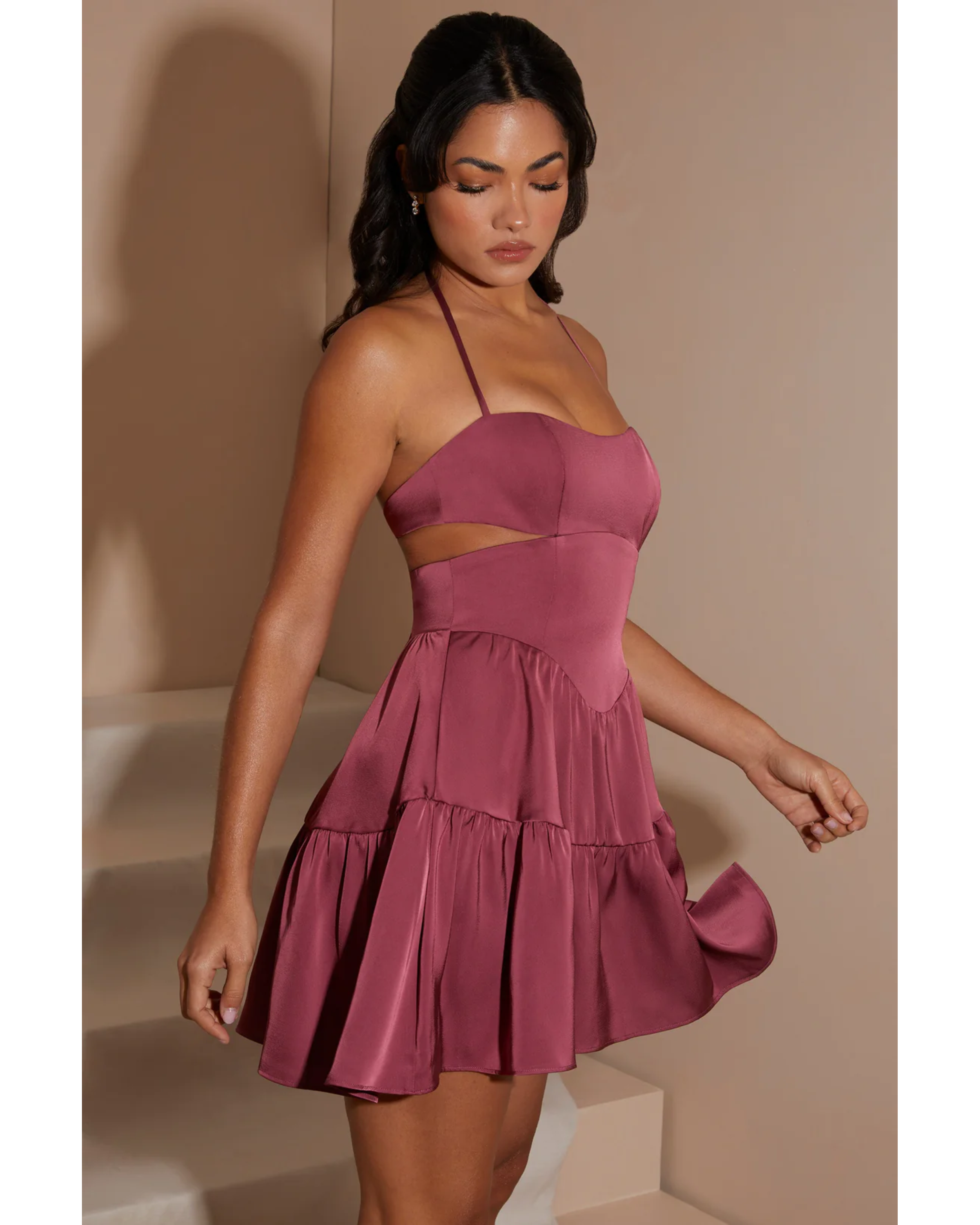 Fleur Halter Neck Cut Out Mini Dress - Endless - UAE Rental and Resale for Women's Fashion