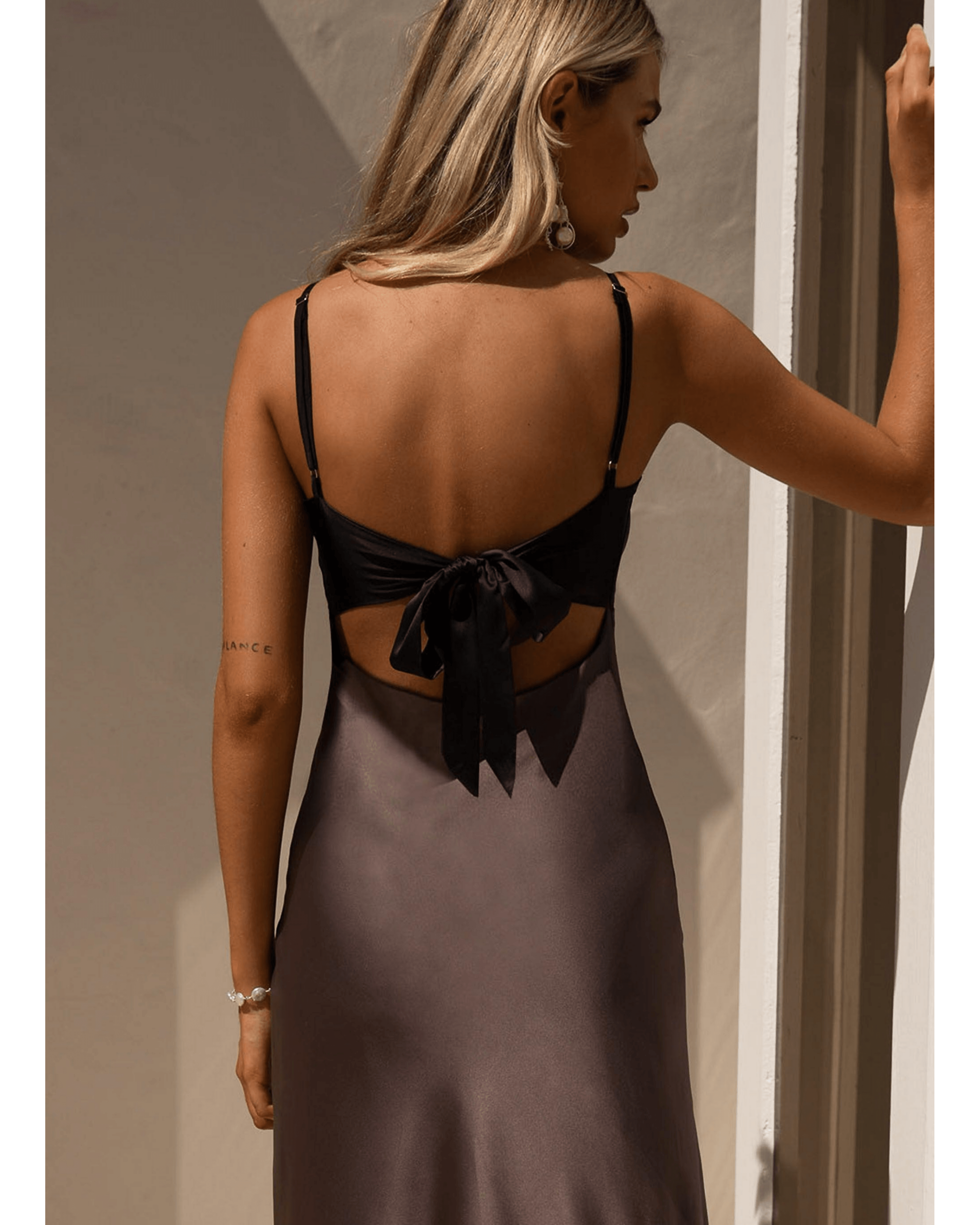 Flora Satin Maxi Dress - Endless - UAE Rental and Resale for Women's Fashion