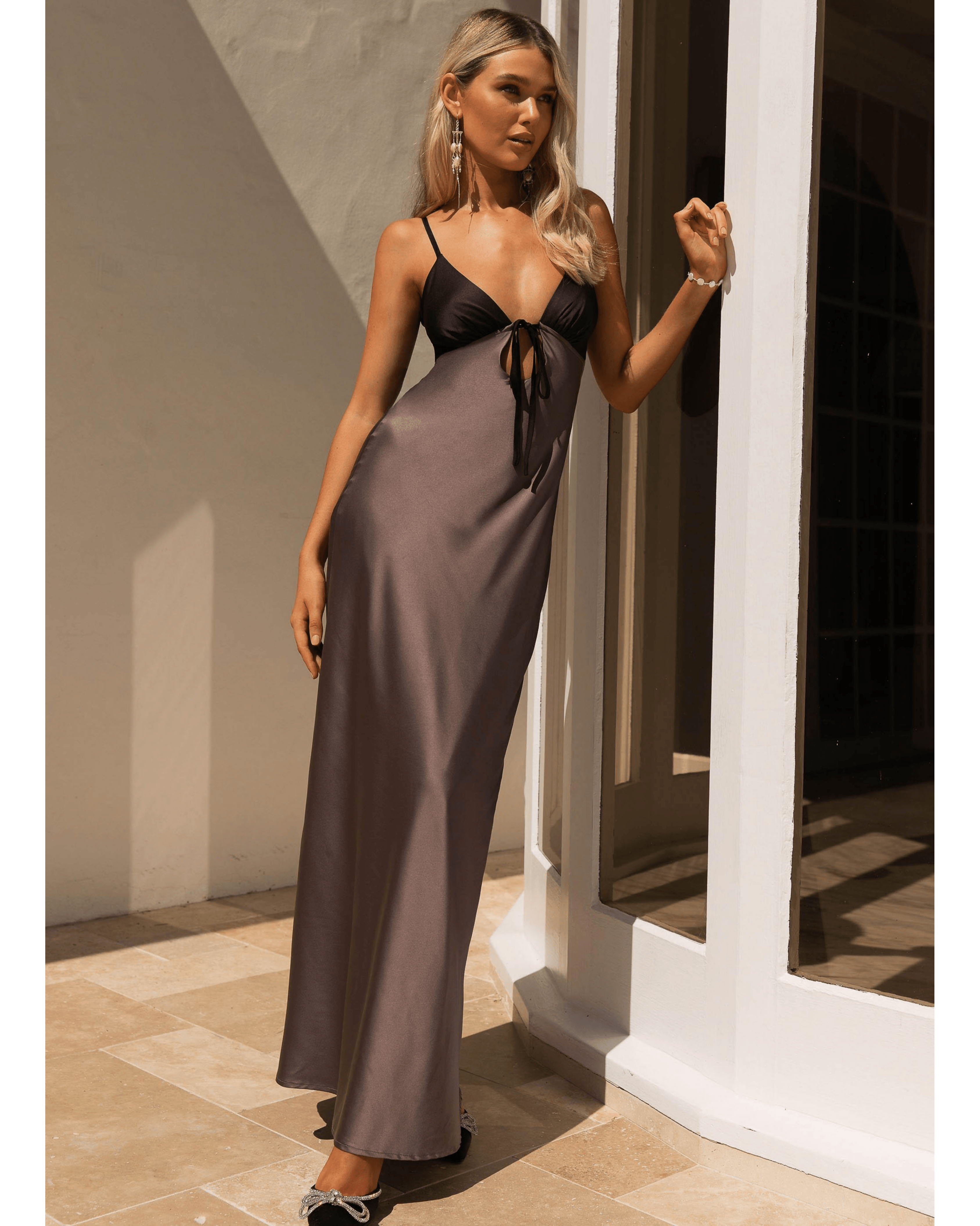 Flora Satin Maxi Dress - Endless - UAE Rental and Resale for Women's Fashion