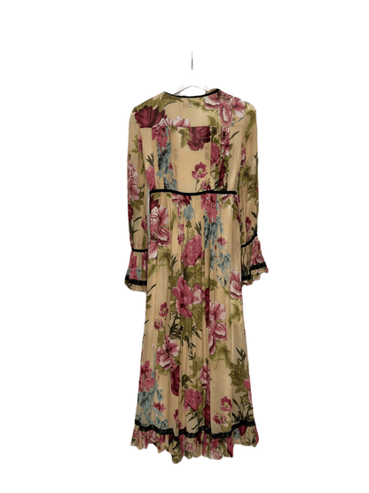Floral Midi Dress Velvet Trim - Endless