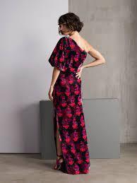 Floral Silk Velvet One Shoulder Dress - Endless - UAE Rental and Resale for Women's Fashion