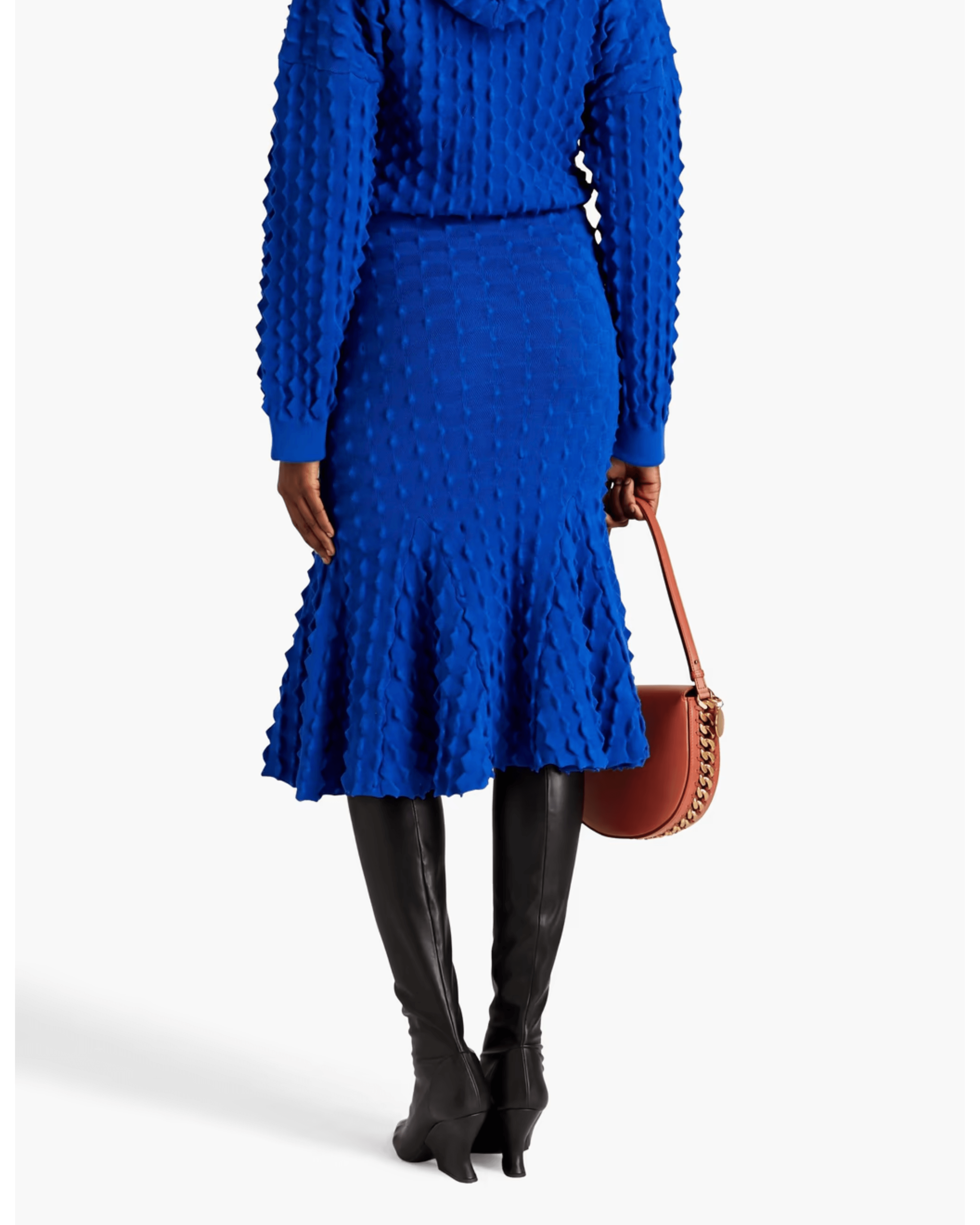 Fluted Cloque Midi Skirt - Endless - UAE Rental and Resale for Women's Fashion