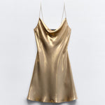 Foil Mini Dress with Rhinestone Straps - Endless - UAE Rental and Resale for Women's Fashion