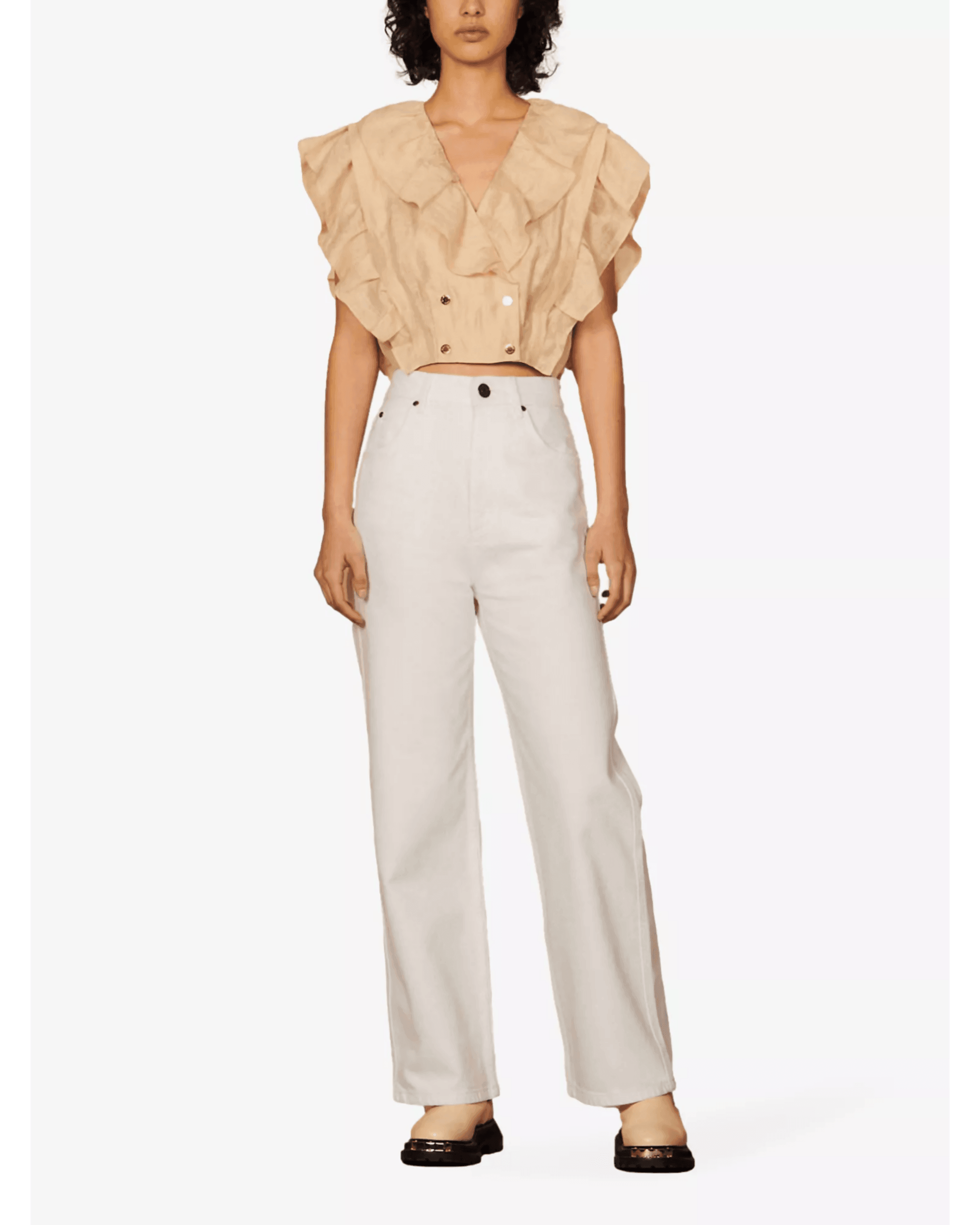 Folie Ruffled Linen-Blend Top - Endless - UAE Rental and Resale for Women's Fashion