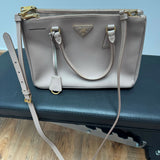 Prada Galleria Medium Saffiano Leather Bag in grey with dual handles and shoulder strap — Prada | Endless UAE