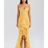 Gabbi Apricot Ruffled Front Gown - Endless - UAE Rental and Resale for Women's Fashion