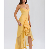Gabbi Apricot Ruffled Front Gown - Endless - UAE Rental and Resale for Women's Fashion