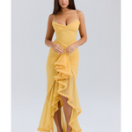 Gabbi Apricot Ruffled Front Gown - Endless - UAE Rental and Resale for Women's Fashion