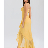 Gabbi Apricot Ruffled Front Gown - Endless - UAE Rental and Resale for Women's Fashion