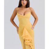 Gabbi Apricot Ruffled Front Gown - Endless - UAE Rental and Resale for Women's Fashion
