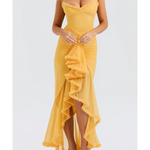 Gabbi Apricot Ruffled Front Gown - Endless - UAE Rental and Resale for Women's Fashion