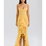 Gabbi Apricot Ruffled Front Gown - Endless - UAE Rental and Resale for Women's Fashion
