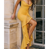 Gabbi Apricot Ruffled Front Gown - Endless - UAE Rental and Resale for Women's Fashion