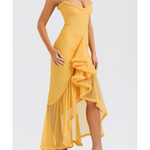 Gabbi Apricot Ruffled Front Gown - Endless - UAE Rental and Resale for Women's Fashion