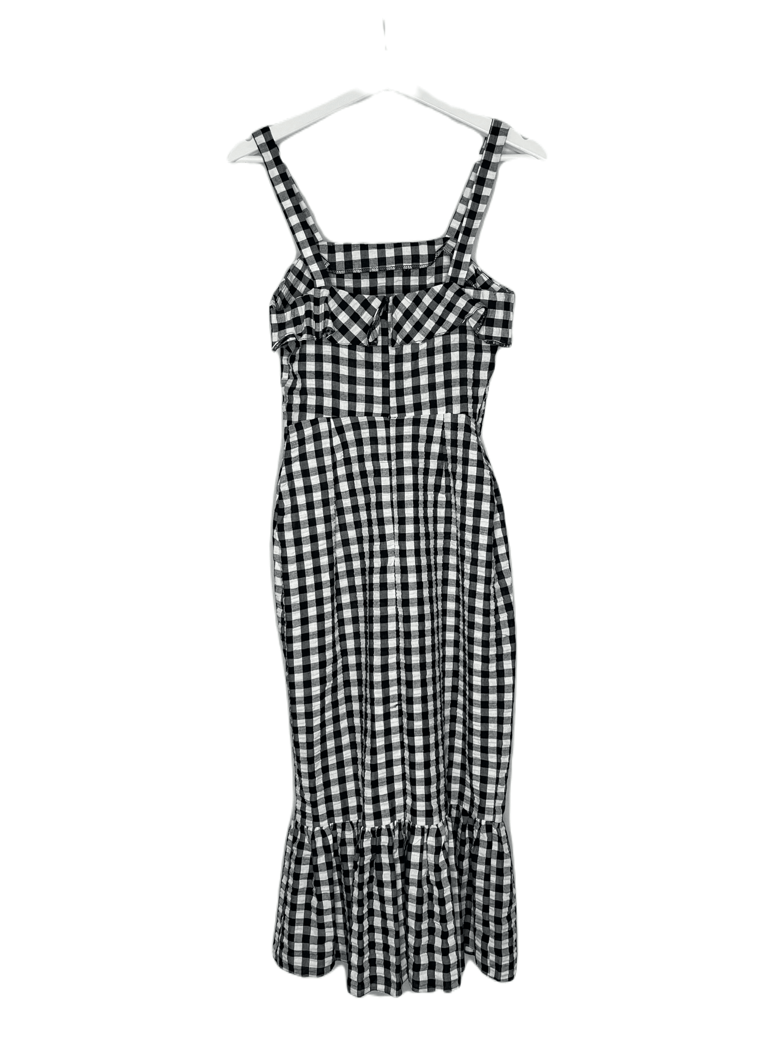 Gingham Black and White Checked Midi Dress - Endless