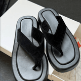 Ginza Leather and Velvet Platform Flip Flops - Endless - UAE Rental and Resale for Women's Fashion