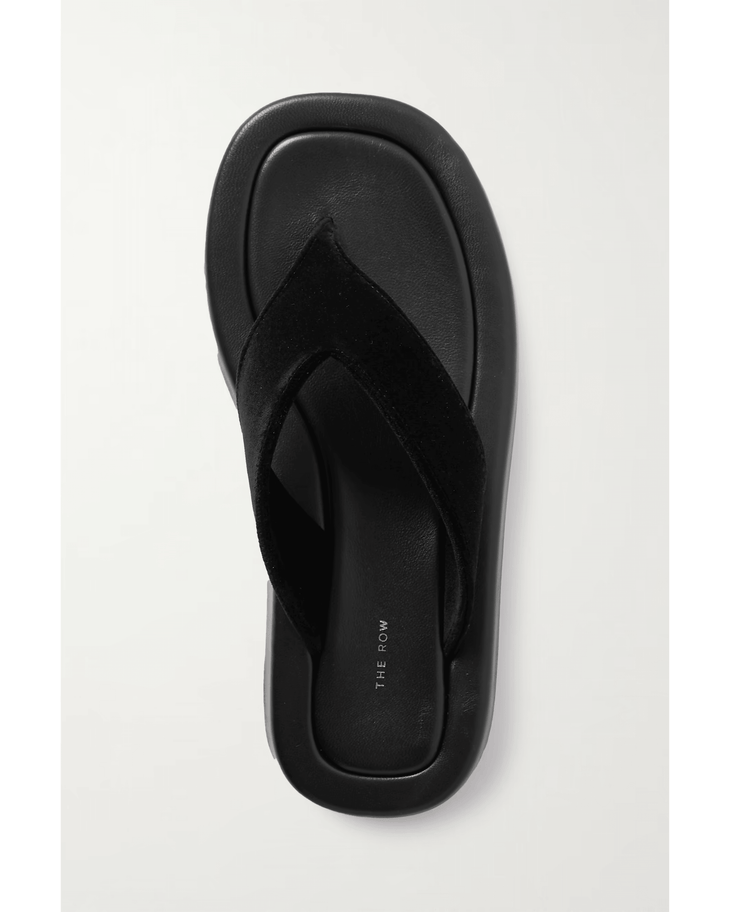 Ginza Leather and Velvet Platform Flip Flops - Endless - UAE Rental and Resale for Women's Fashion