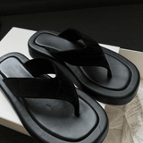 Ginza Leather and Velvet Platform Flip Flops - Endless - UAE Rental and Resale for Women's Fashion