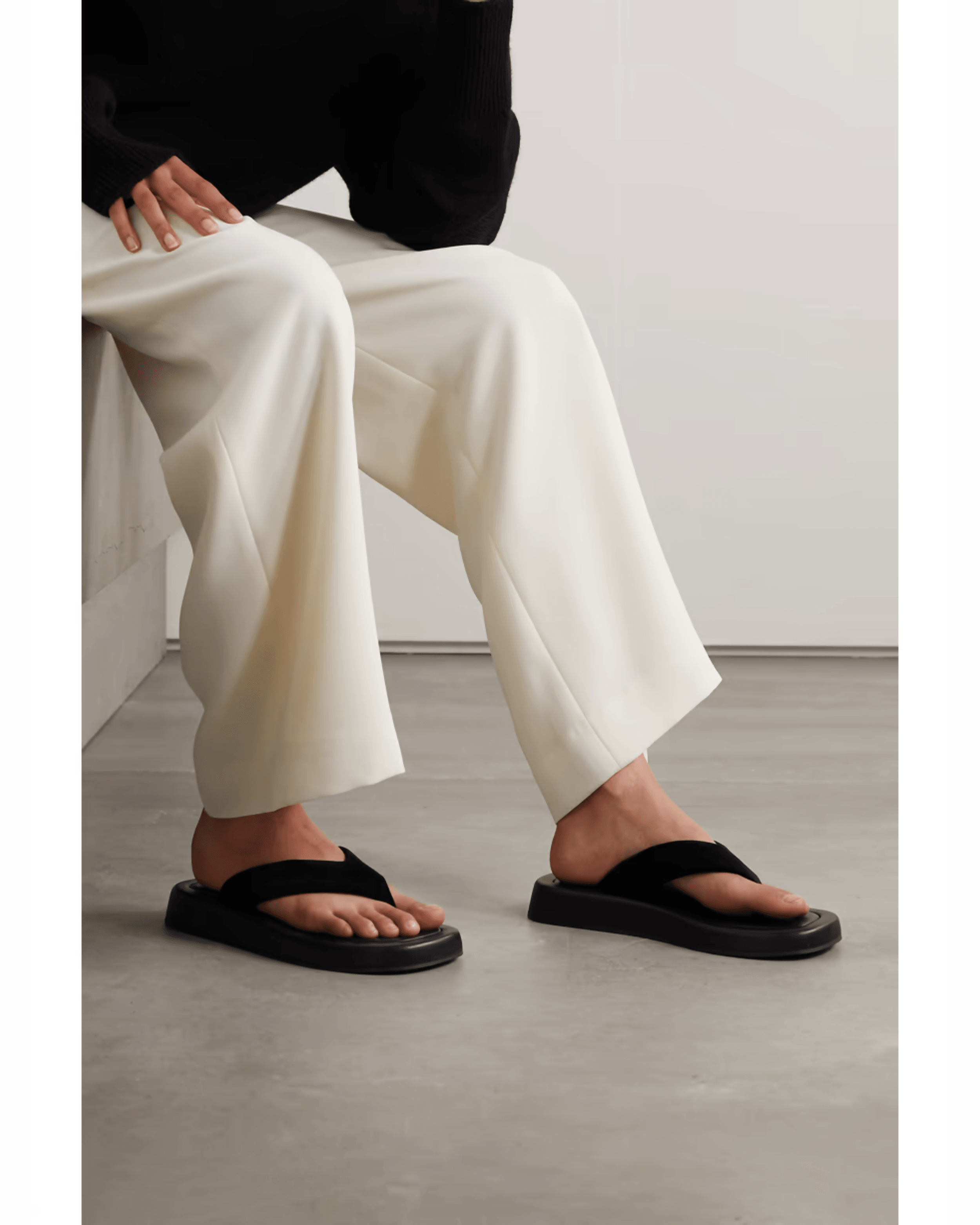 Ginza Leather and Velvet Platform Flip Flops - Endless - UAE Rental and Resale for Women's Fashion