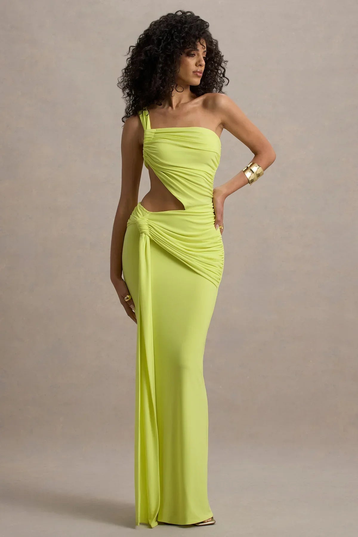 Giovanna Lime Green Asymmetric Maxi Dress With Wrap Skirt - Endless - UAE Rental and Resale for Women's Fashion