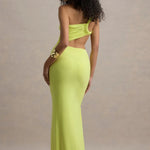 Giovanna Lime Green Asymmetric Maxi Dress With Wrap Skirt - Endless - UAE Rental and Resale for Women's Fashion
