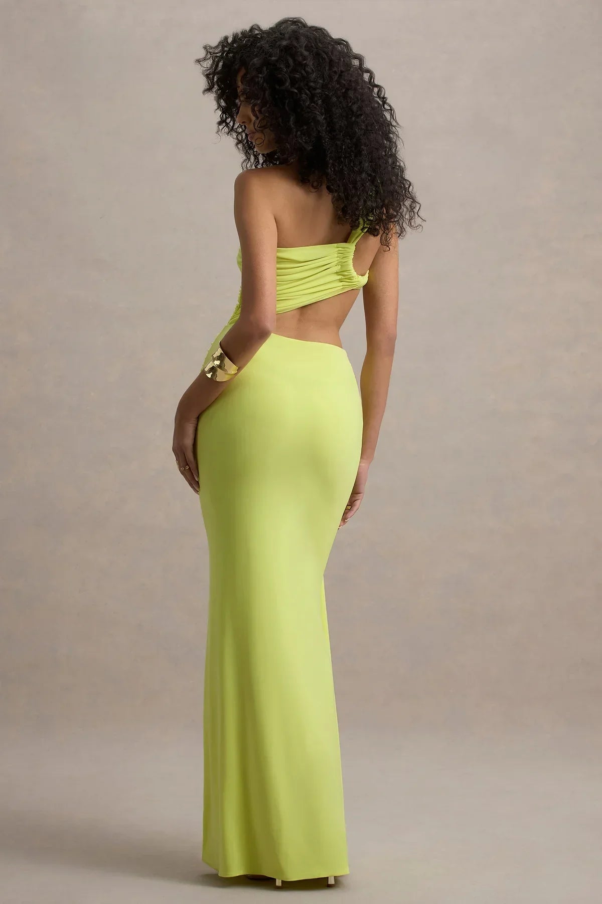 Giovanna Lime Green Asymmetric Maxi Dress With Wrap Skirt - Endless - UAE Rental and Resale for Women's Fashion