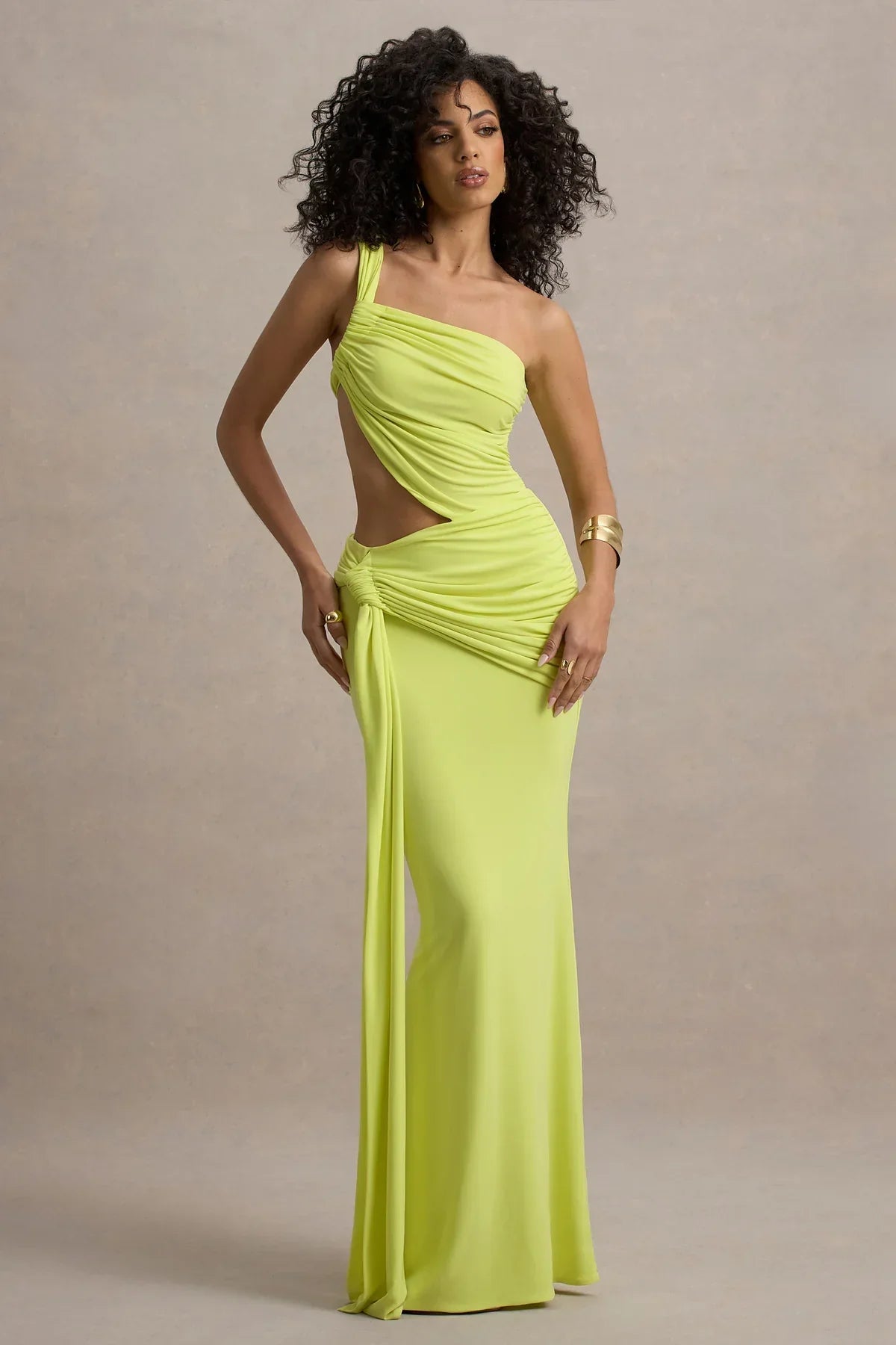 Giovanna Lime Green Asymmetric Maxi Dress With Wrap Skirt - Endless - UAE Rental and Resale for Women's Fashion