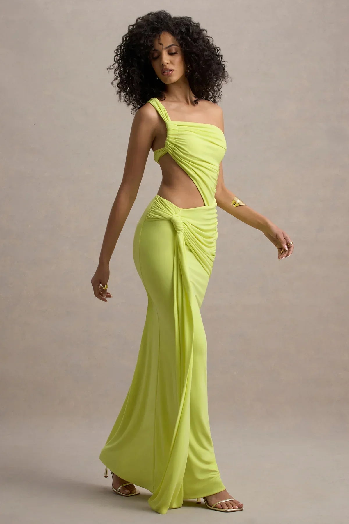 Giovanna Lime Green Asymmetric Maxi Dress With Wrap Skirt - Endless - UAE Rental and Resale for Women's Fashion