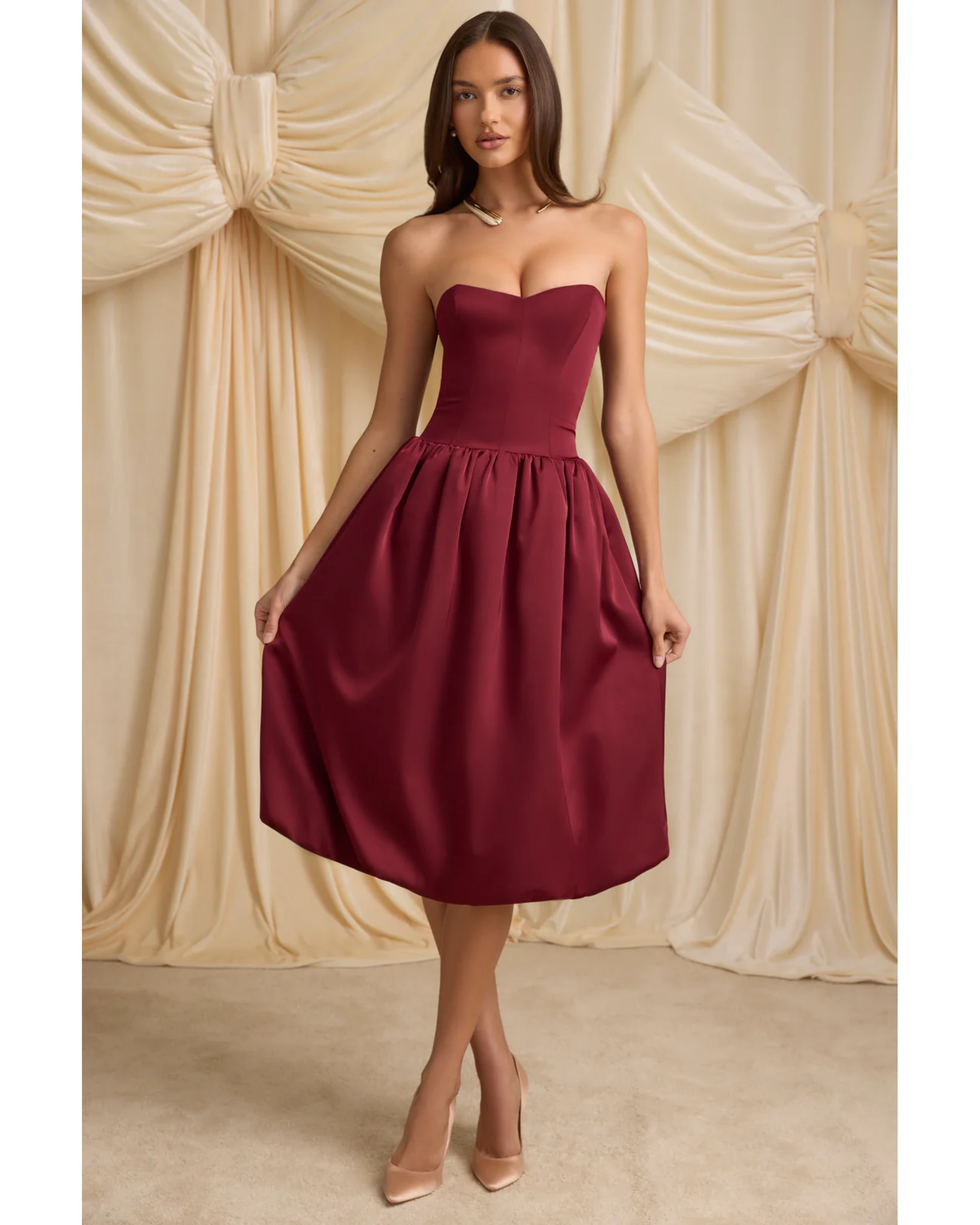 Gloriana Convertible Bow-Detail Bubble Hem Midaxi Dress - Endless - UAE Rental and Resale for Women's Fashion