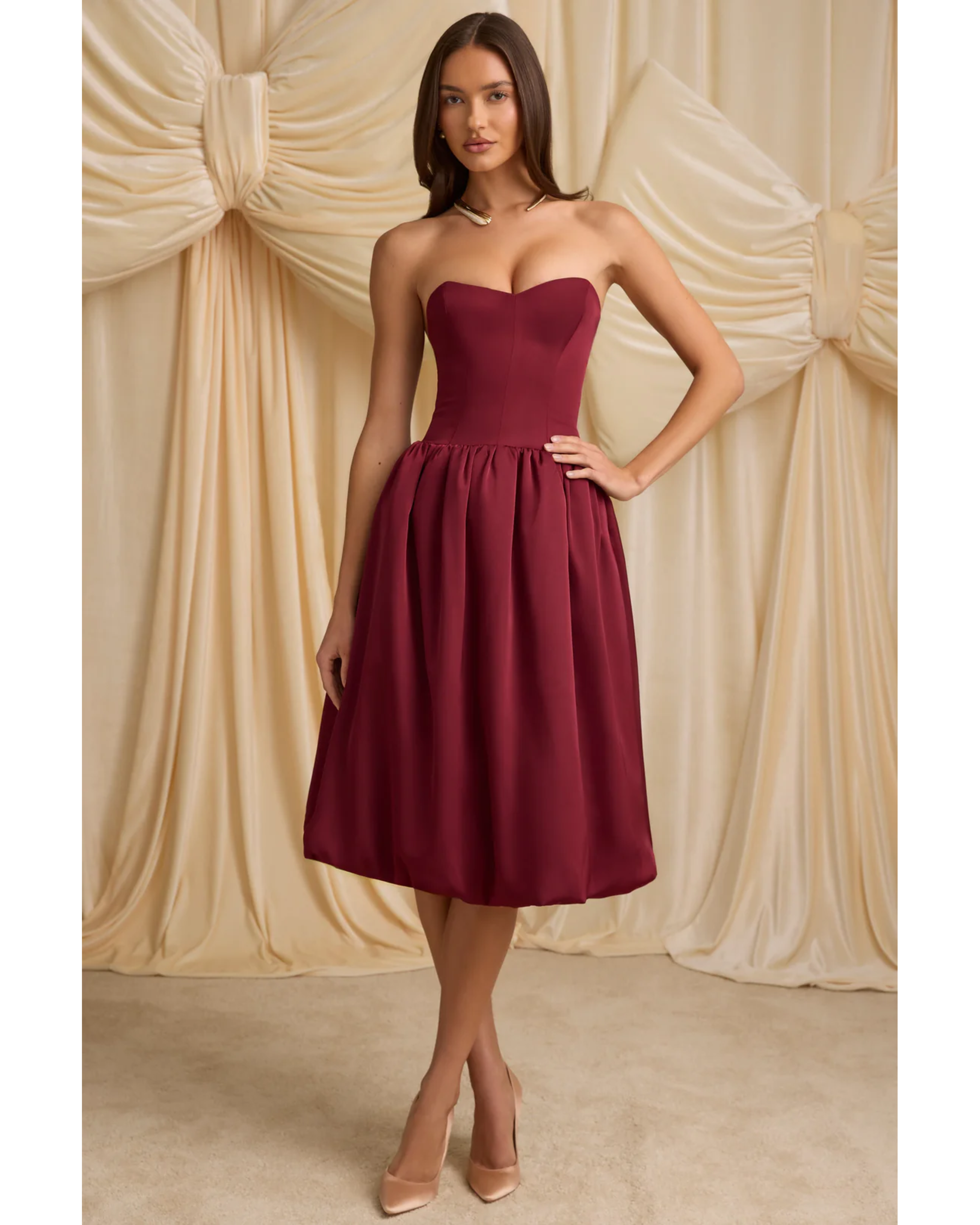 Gloriana Convertible Bow-Detail Bubble Hem Midaxi Dress - Endless - UAE Rental and Resale for Women's Fashion