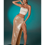Godiva Flat Sequin Thigh Split Maxi Skirt - Endless - UAE Rental and Resale for Women's Fashion