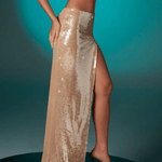 Godiva Flat Sequin Thigh Split Maxi Skirt - Endless - UAE Rental and Resale for Women's Fashion