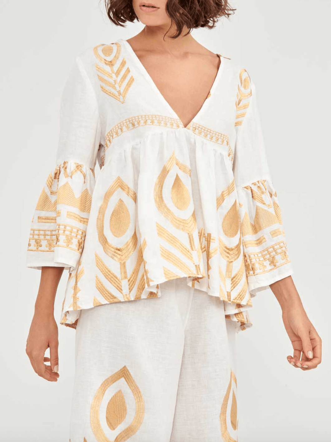 Gold Embroidered Blouse Top - Endless - UAE Rental and Resale for Women's Fashion