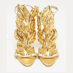 Gold Leather Elegant Wings Sandals - Endless - UAE Rental and Resale for Women's Fashion