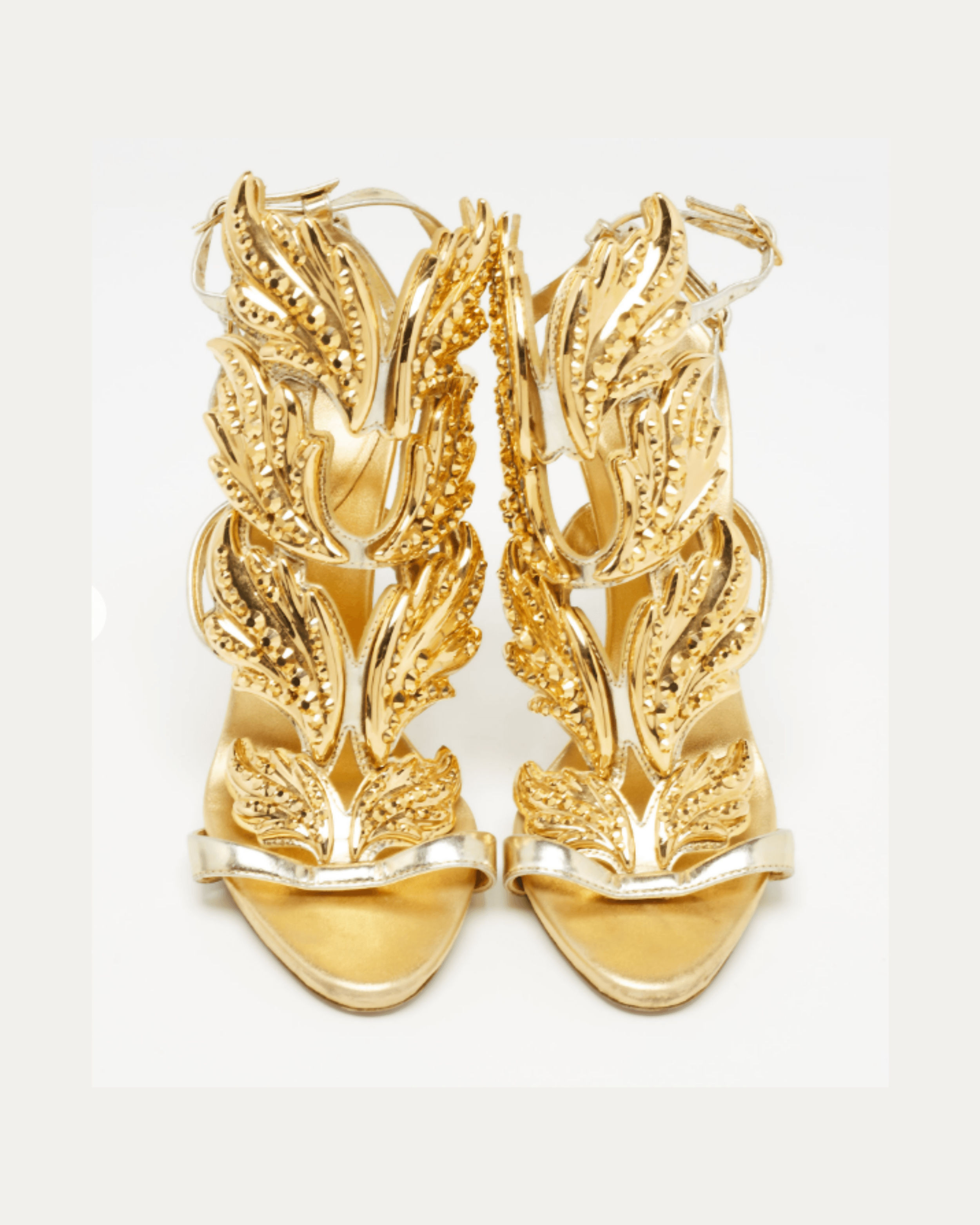 Gold Leather Elegant Wings Sandals - Endless - UAE Rental and Resale for Women's Fashion