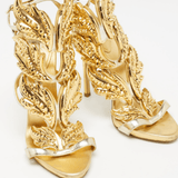 Gold Leather Elegant Wings Sandals - Endless - UAE Rental and Resale for Women's Fashion