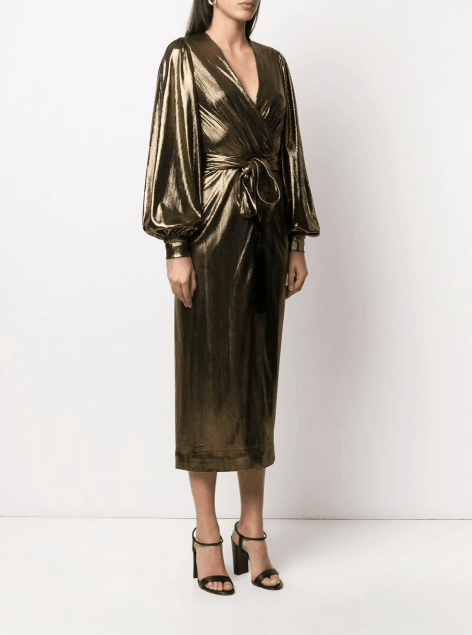 Gold Metallic Midi Dress - Endless - UAE Rental and Resale for Women's Fashion
