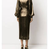 Gold Metallic Midi Dress - Endless - UAE Rental and Resale for Women's Fashion