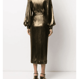Gold Metallic Midi Dress - Endless - UAE Rental and Resale for Women's Fashion