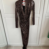 Gold Sequin Midi Wrap Dress - Endless - UAE Rental and Resale for Women's Fashion