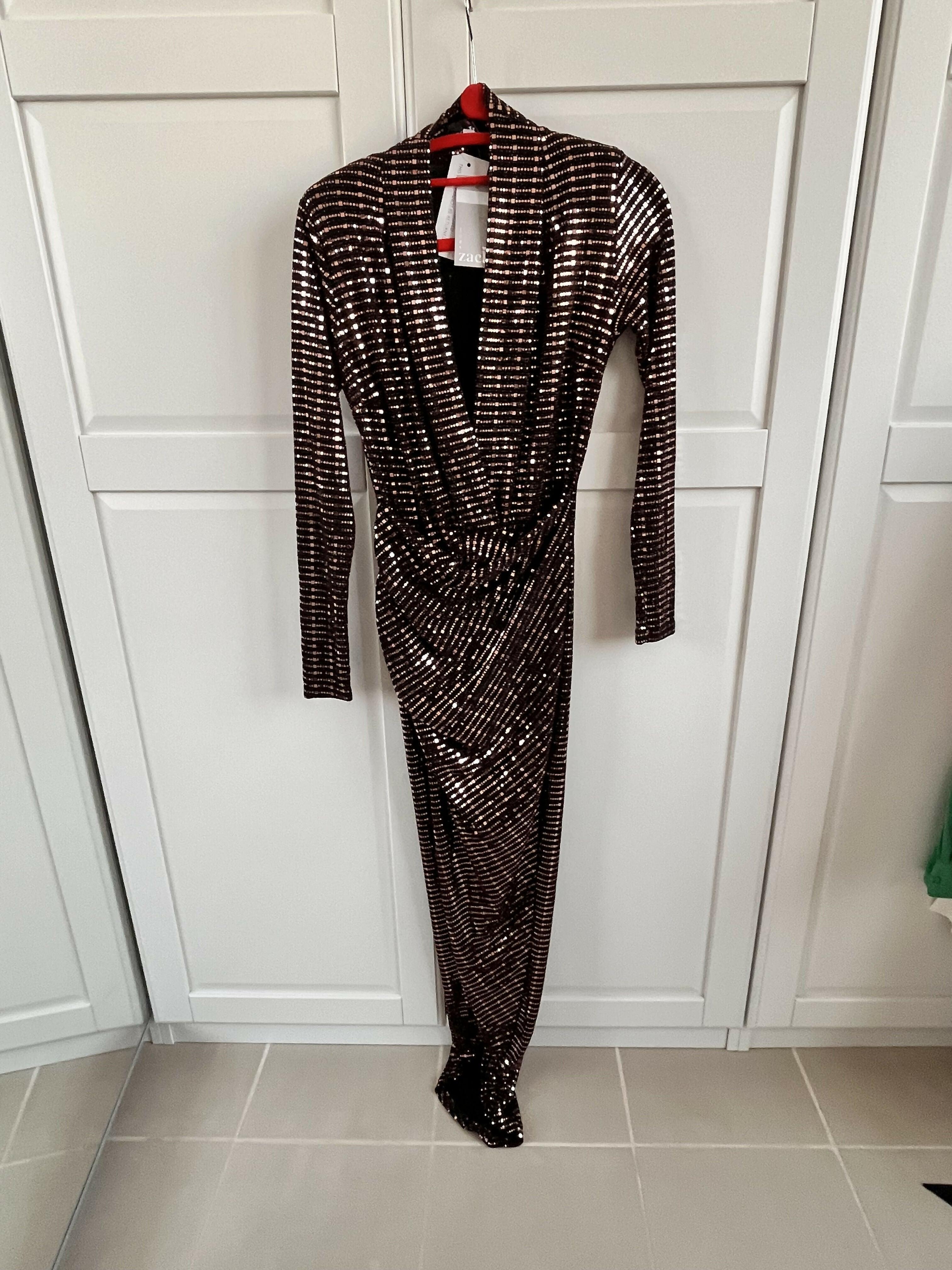 Gold Sequin Midi Wrap Dress - Endless - UAE Rental and Resale for Women's Fashion