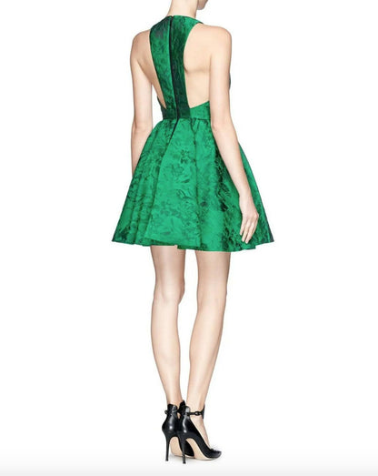 Green Brocade Party Dress - Endless