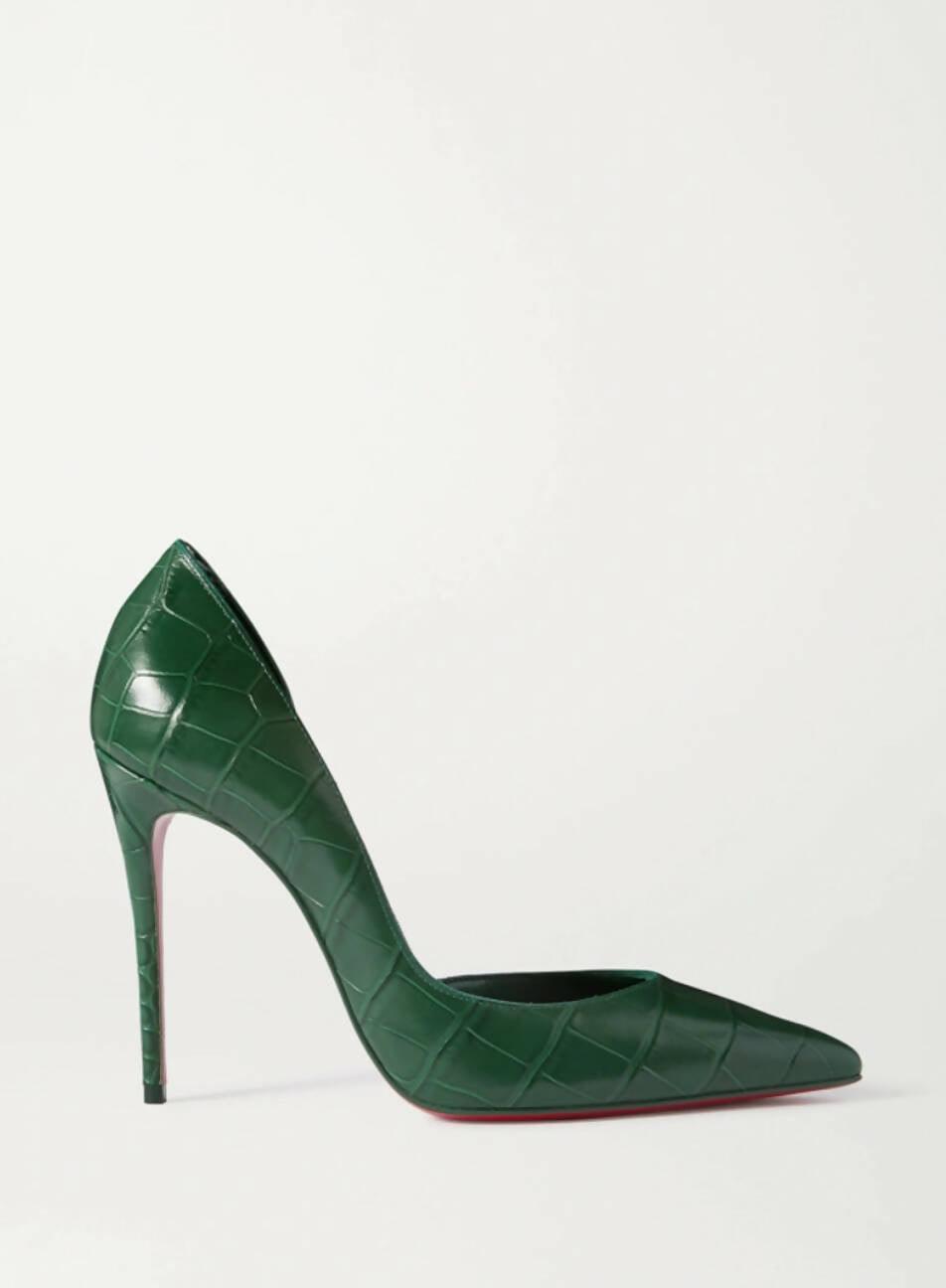 Green Croc Embossed Iriza Pumps - Endless - UAE Rental and Resale for Women's Fashion