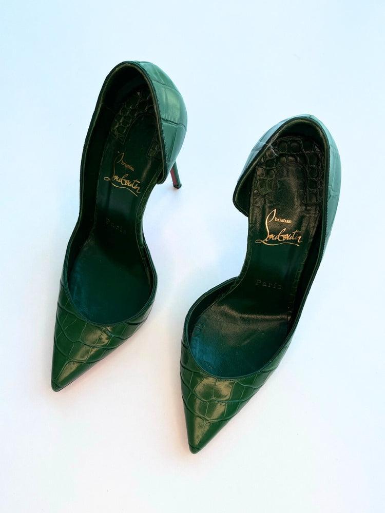 Green Croc Embossed Iriza Pumps - Endless - UAE Rental and Resale for Women's Fashion