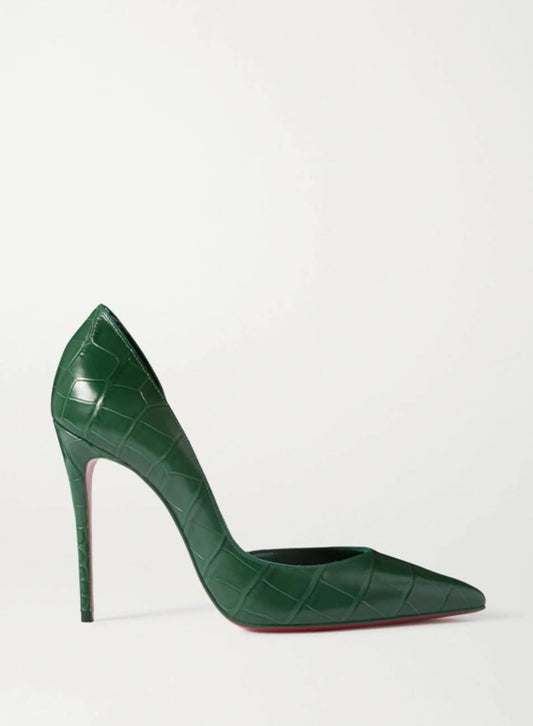 Green Croc Embossed Iriza Pumps - Endless