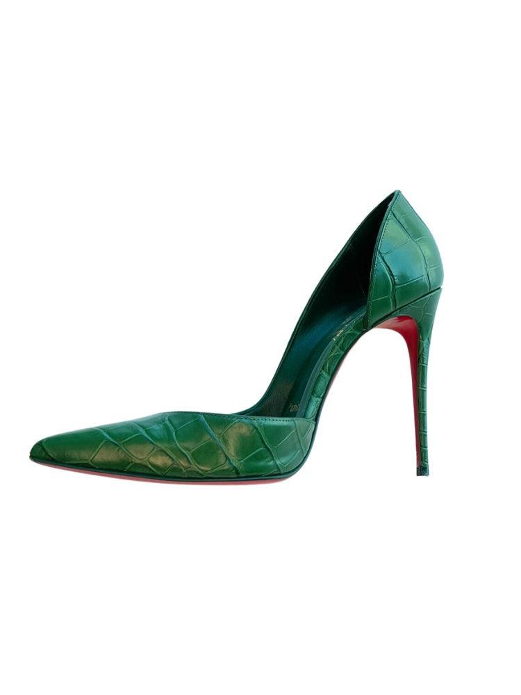 Green Croc Embossed Iriza Pumps - Endless - UAE Rental and Resale for Women's Fashion