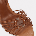 Brown leather strappy stiletto sandals with knotted detail and textured pointed toe — Alexandre Birman | Endless UAE