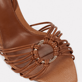 Brown leather strappy stiletto sandals with knotted detail and textured pointed toe — Alexandre Birman | Endless UAE
