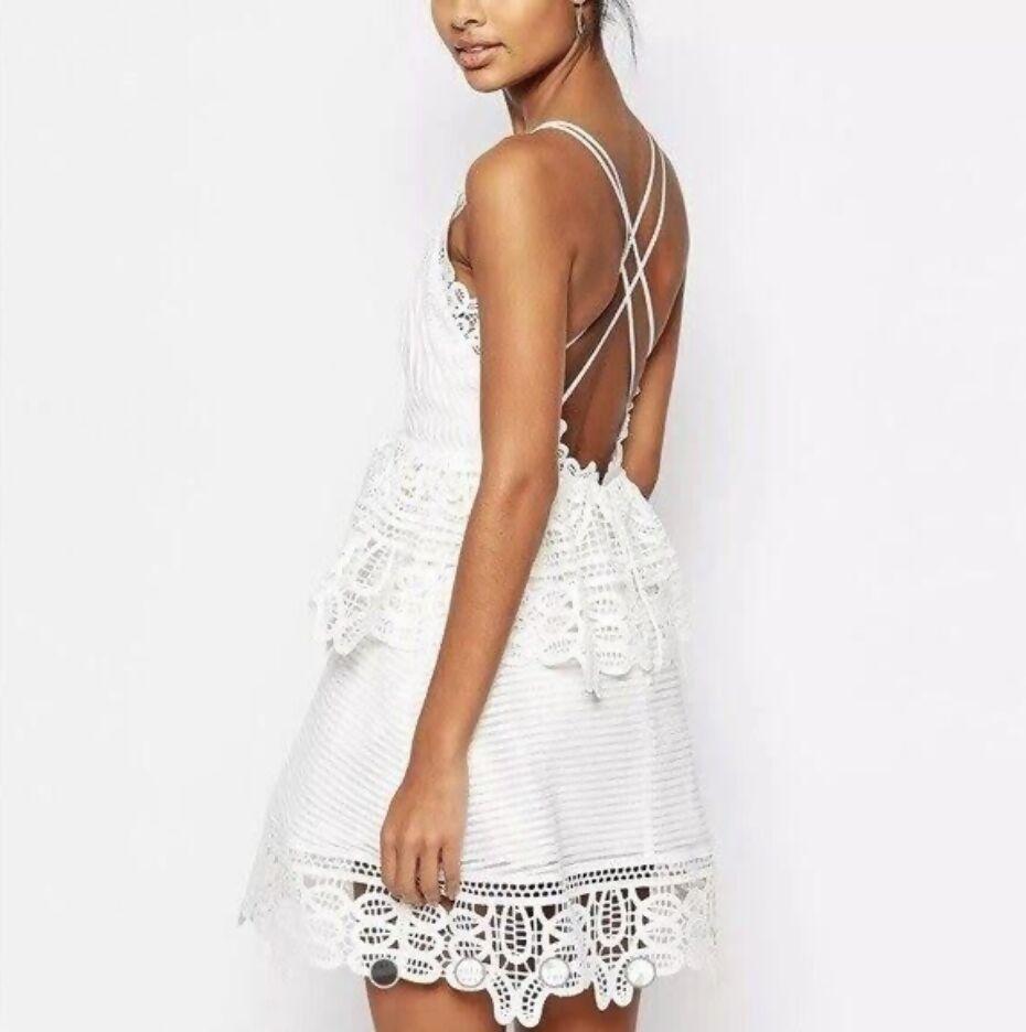 Guipure Cotton Lace Mini Dress - Endless - UAE Rental and Resale for Women's Fashion